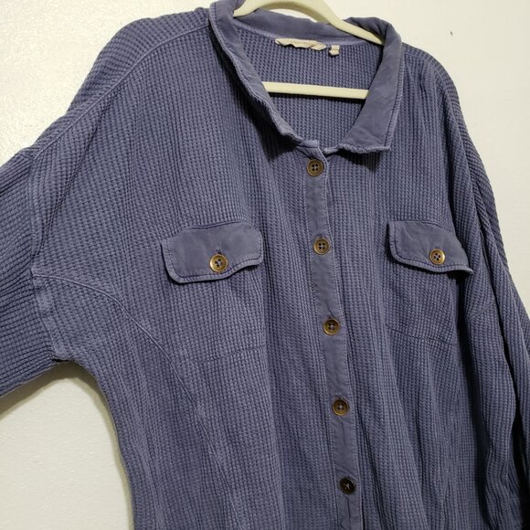 Soft Surroundings Waffle Button Down Long Sleeve - Picture 5 of 10